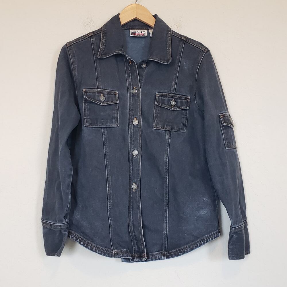 Bill Blass Vintage Denim Jean Jacket with Pocket on Sleeve Women's Medium Casual